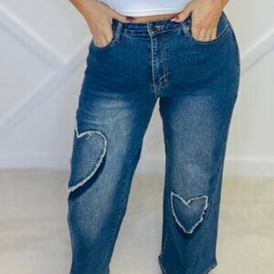 Easel - Heart Patch Washed Denim - Blue - L